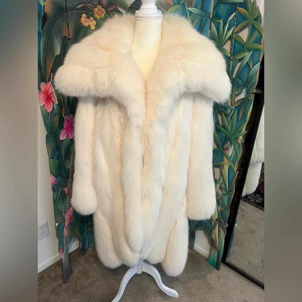 Spring SALE! Yves Saint Laurent Fourrures White Fox Fur Coat